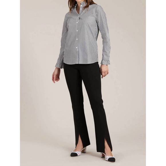 NEW TYLER BOE kelsey ruffle collar striped shirt in black/white - Picture 1 of 3